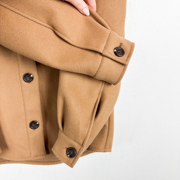 Avec Les Filles Anthropologie Tan Boyfriend Shacket Sz S - Picture 6 of 8